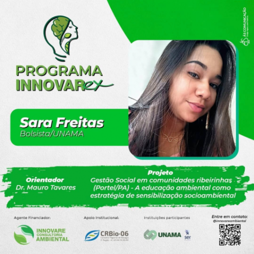 Card do programa INNOVARex do bolsista Sara Freitas
