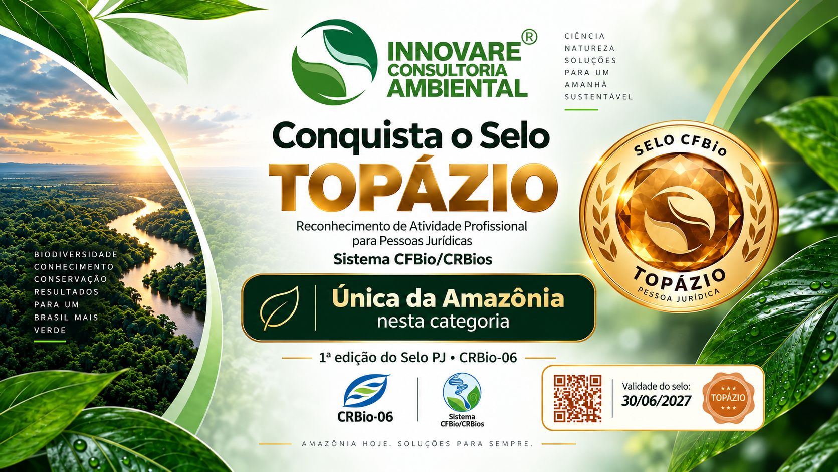 Innovare Ambiental conquista o Selo TOPÁZIO do Sistema CFBio/CRBios